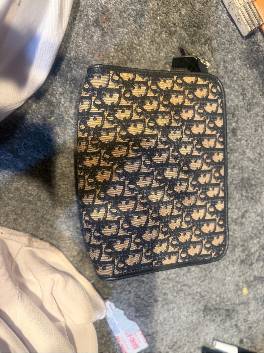 Christian Dior Vintage Oblique Trotter Zip Portfolio / Tablet Case